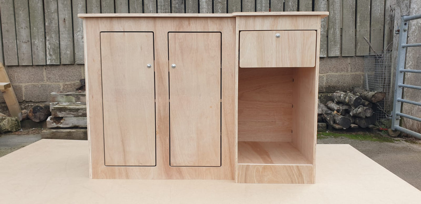 Campervan Universal kitchen fridge on the left + 22mm Oak worktop (Custom order Mal)