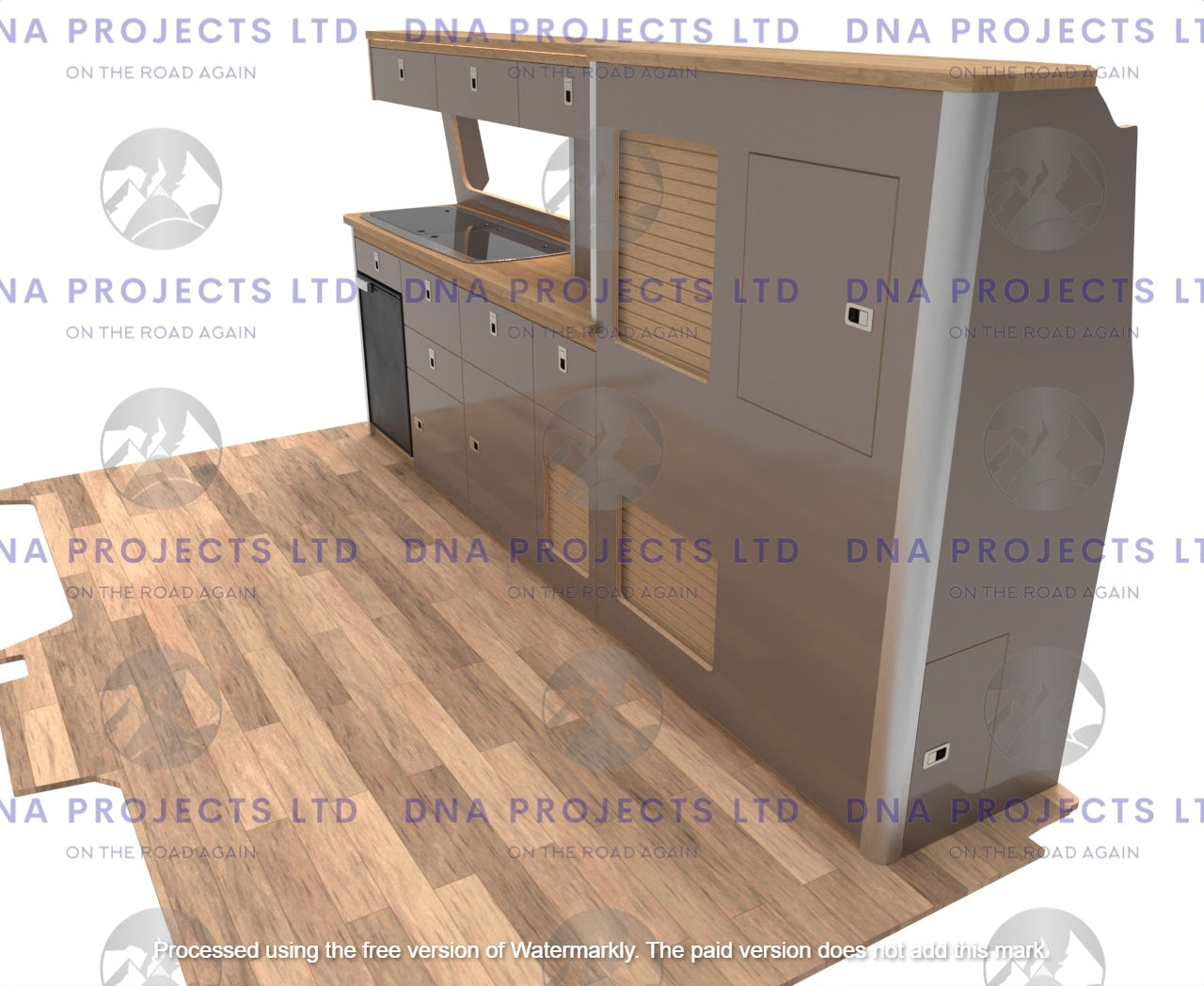 Transit Custom 2023 onwards  Campervan Kitchen Units LWB Version 1