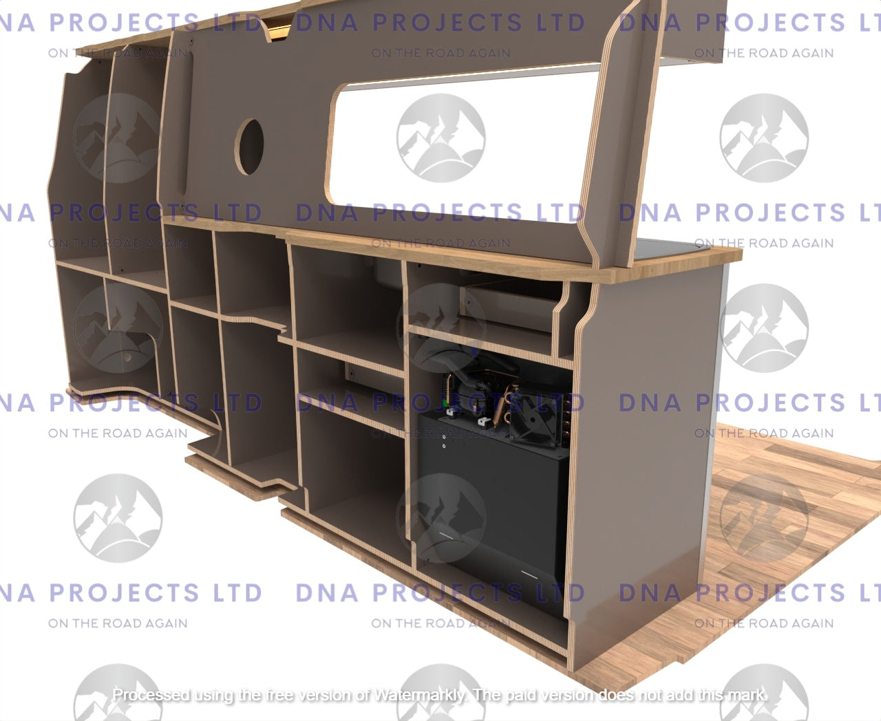 Transit Custom 2023 onwards  Campervan Kitchen Units LWB Version 1