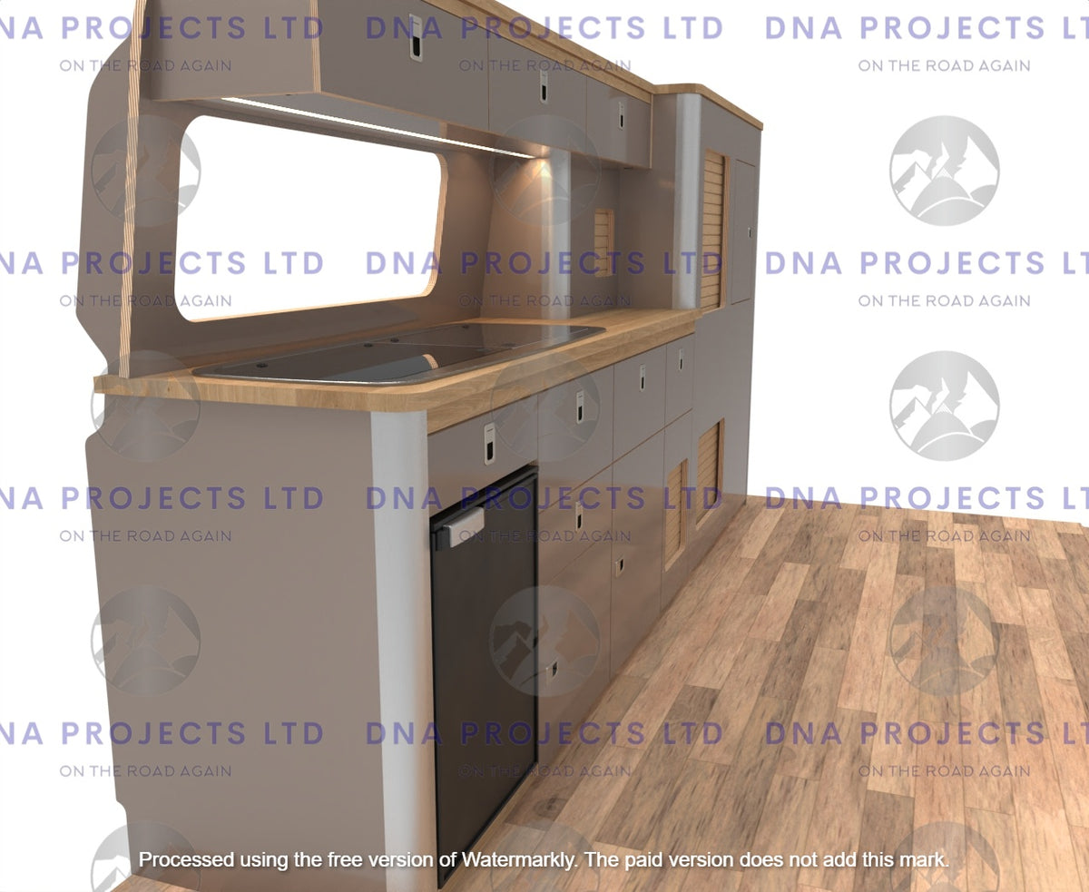 VW Volkswagen T7 Transporter 2024 Onwards Campervan Kitchen Units LWB Version 1