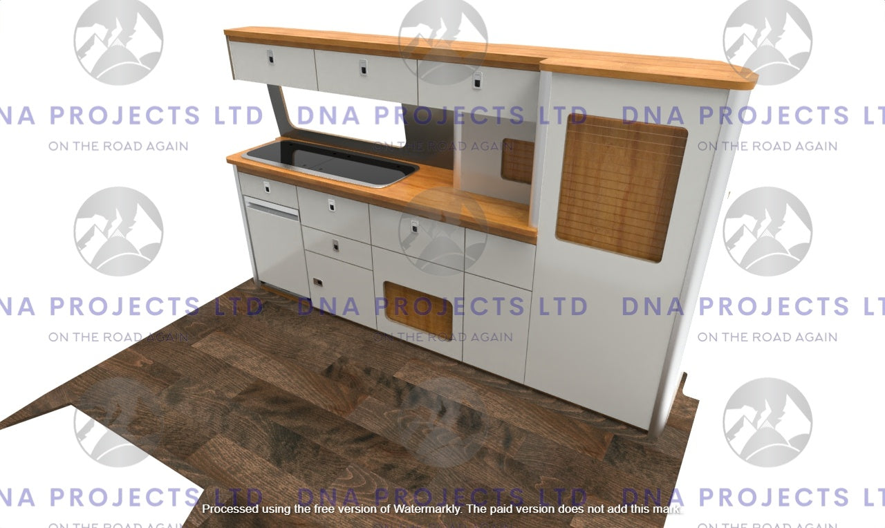 Transit Custom 2023 onwards  Campervan Kitchen Units SWB Version 1