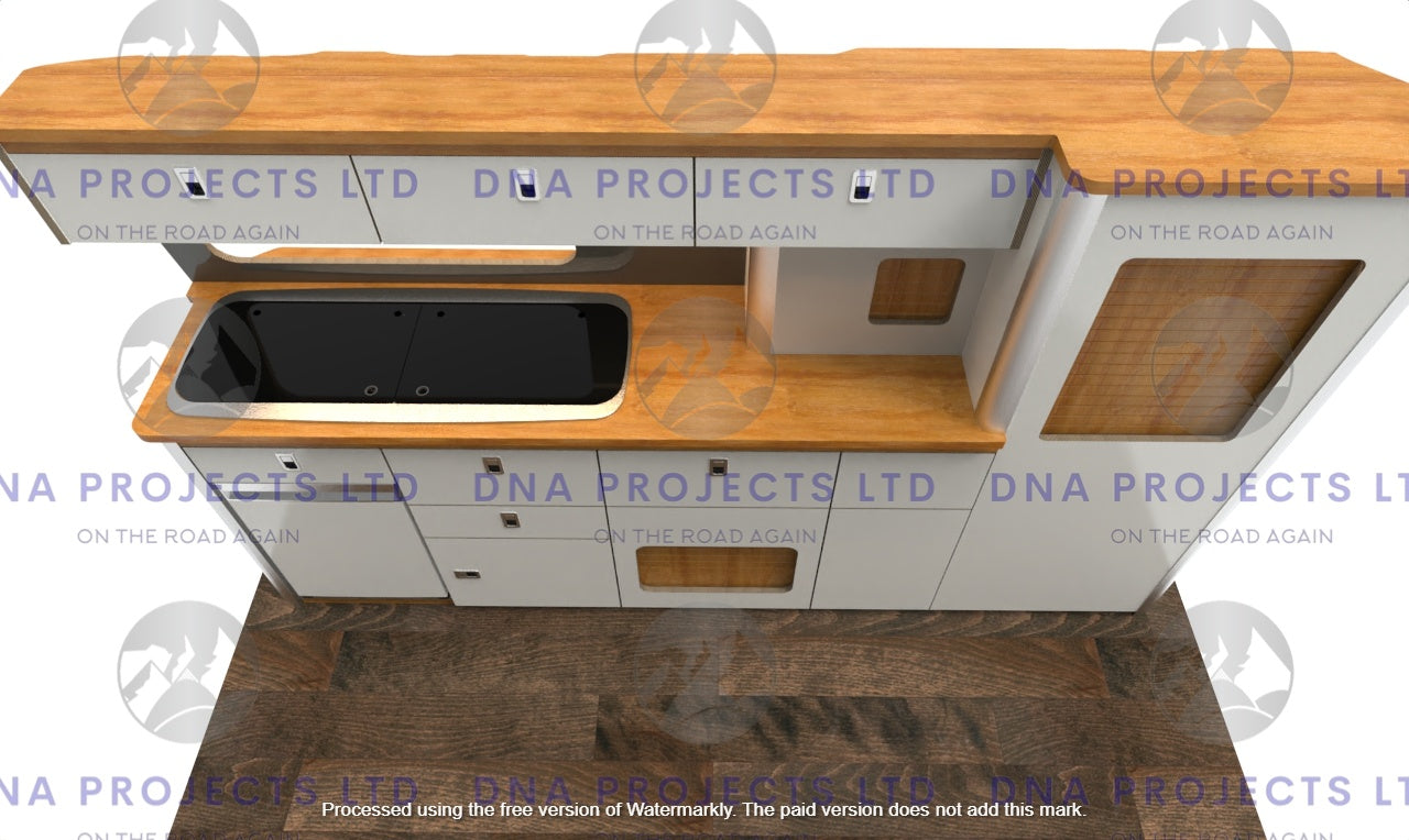 Transit Custom 2023 onwards  Campervan Kitchen Units SWB Version 1