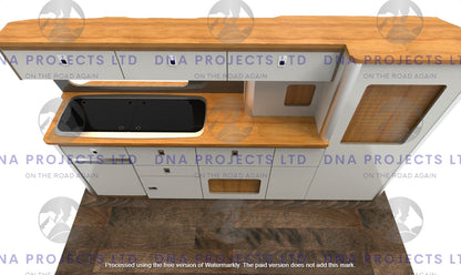 Transit Custom 2023 onwards  Campervan Kitchen Units SWB Version 1