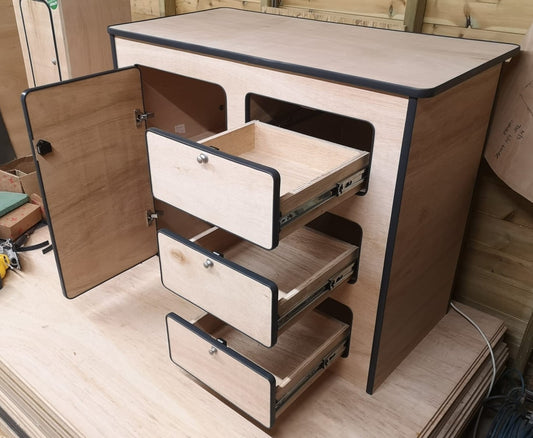 Campervan Universal Kitchen Pod (3 Drawers) – MDF or Lightweight Ply – Easy Assembly – Premium Large Unit