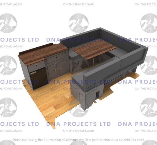 Transit Custom 2023 onwards  Campervan Kitchen Units LWB U Shape Layout