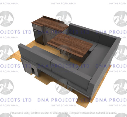 Transit Custom 2023 onwards  Campervan Kitchen Units LWB U Shape Layout