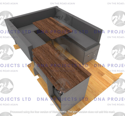 Transit Custom 2023 onwards  Campervan Kitchen Units LWB U Shape Layout
