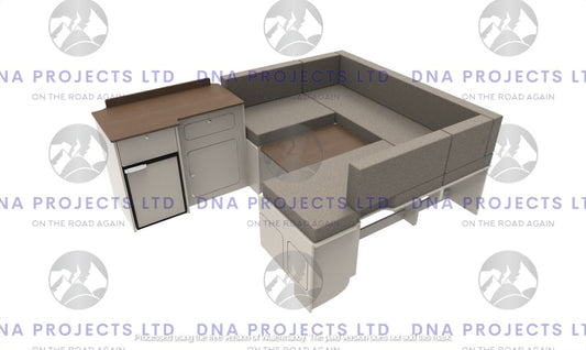 Transit Custom 2023 onwards  Campervan Kitchen Units SWB U Shape Layout