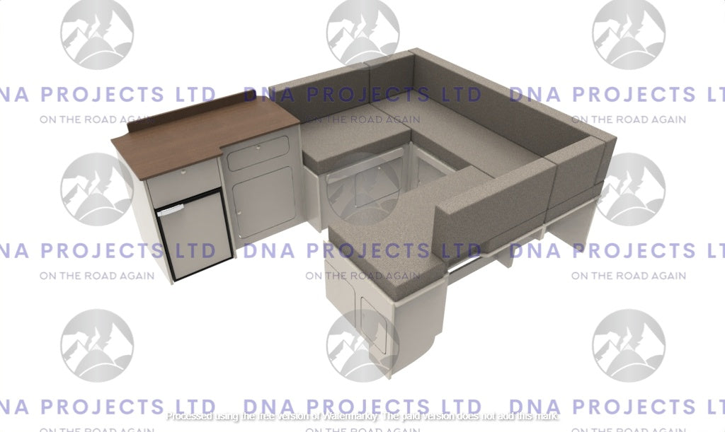 Transit Custom 2023 onwards  Campervan Kitchen Units SWB U Shape Layout
