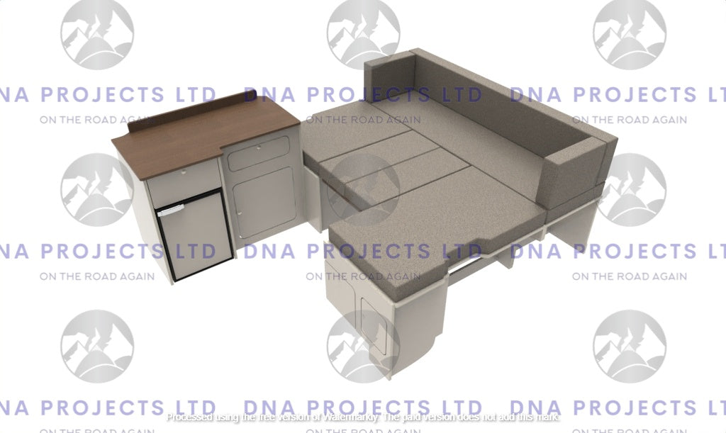 Transit Custom 2023 onwards  Campervan Kitchen Units SWB U Shape Layout