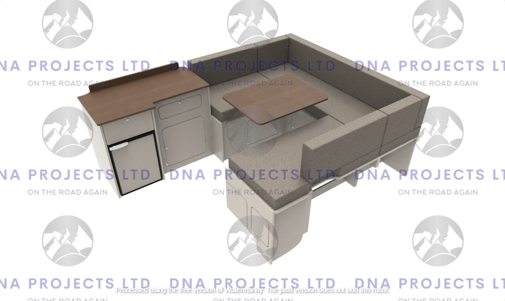 Transit Custom 2023 onwards  Campervan Kitchen Units SWB U Shape Layout