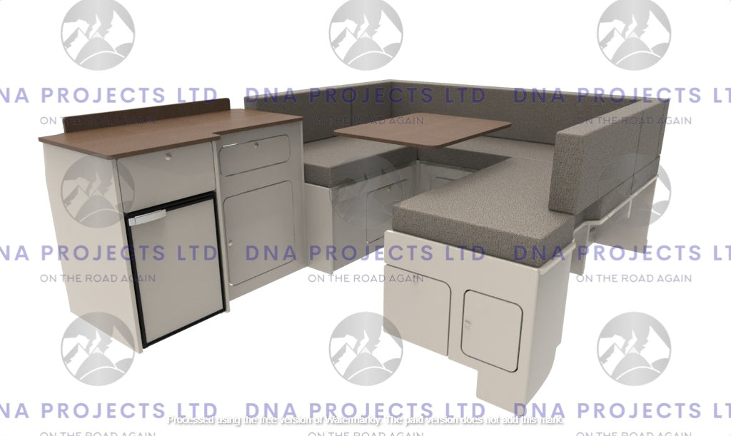 Transit Custom 2023 onwards  Campervan Kitchen Units SWB U Shape Layout