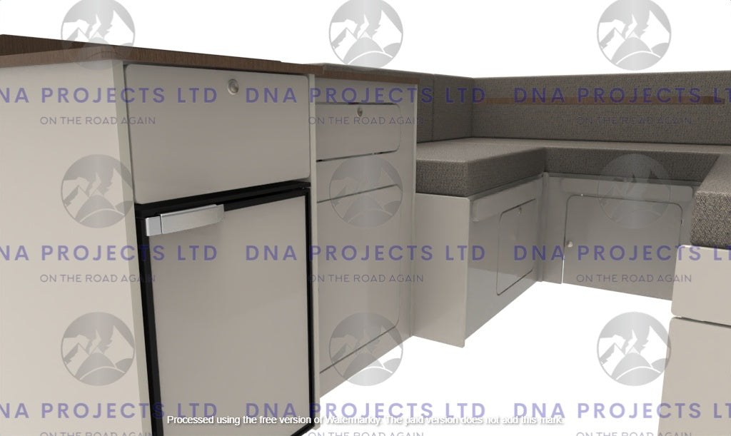 Transit Custom 2023 onwards  Campervan Kitchen Units SWB U Shape Layout